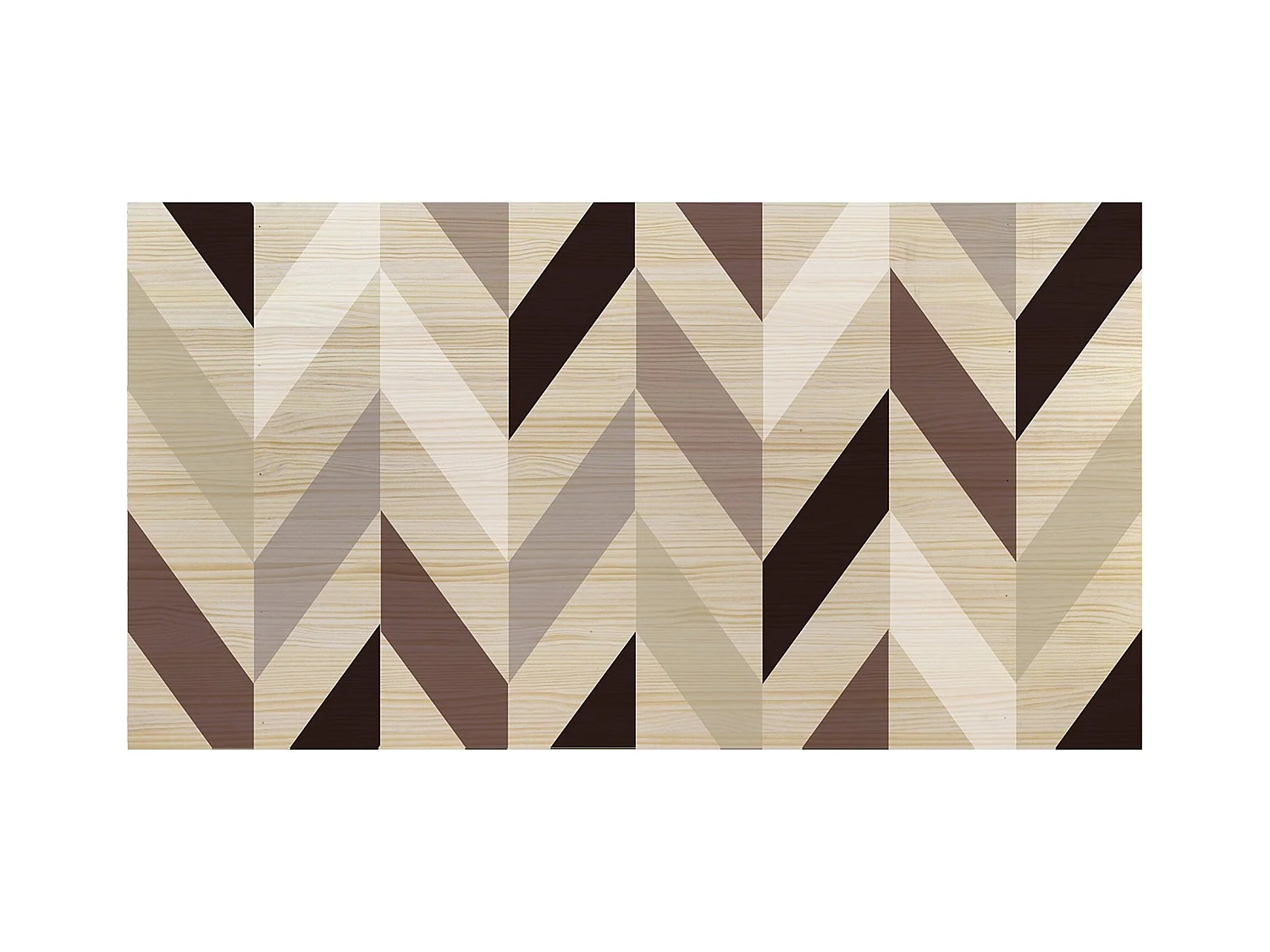 Cabecero de cama de madera maciza estampado motivo 'Geométrico Zig-Zag granate' en tono natural de 160x80cm - DECOWOOD
