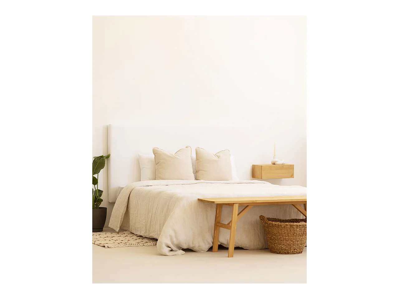 Testiera imbottita in cotone colore bianco 90x80cm - OLIVIA - DECOWOOD