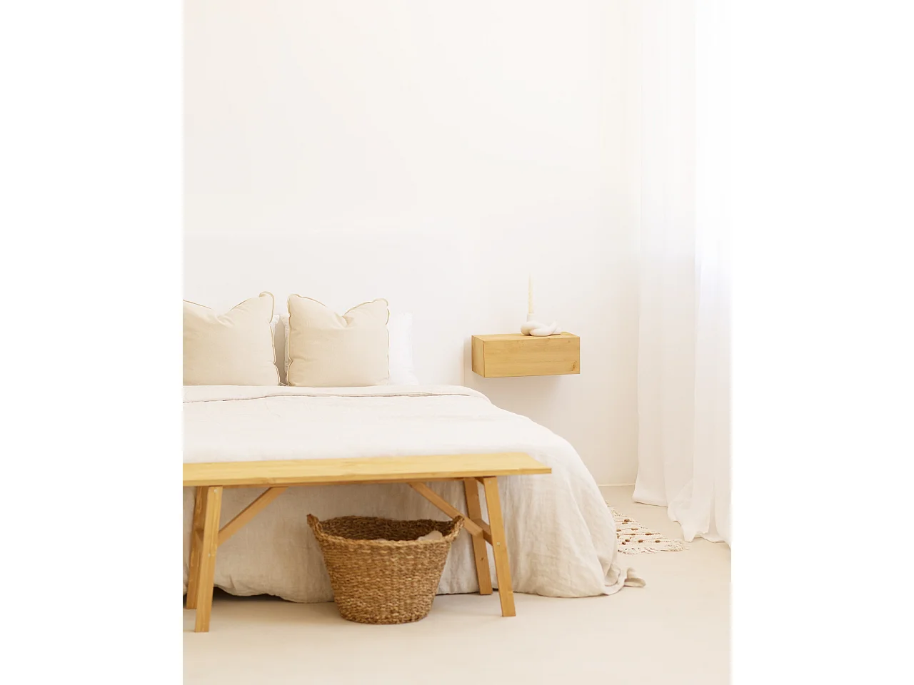 Tête de lit en coton blanc 90x80cm - OLIVIA - DECOWOOD