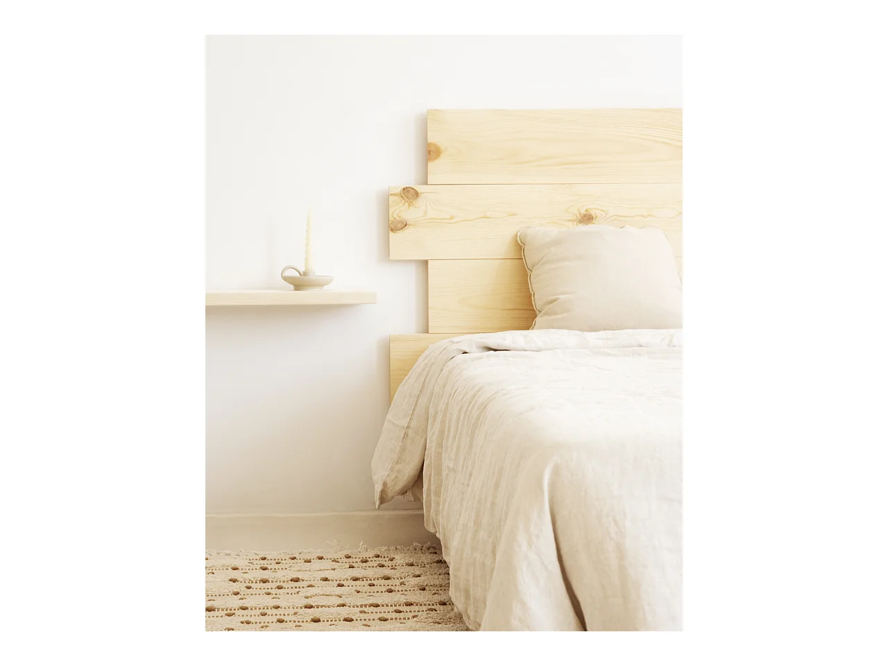 Cabecero de cama de madera maciza en tono natural de 180x80cm - FLANDES - DECOWOOD