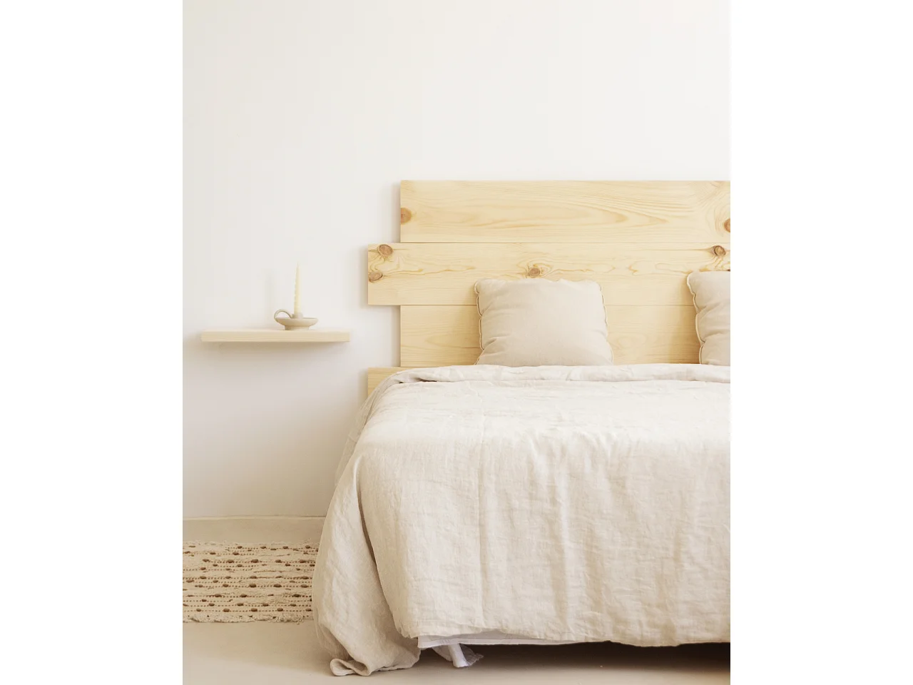 Cabecero de cama de madera maciza en tono natural de 180x80cm - FLANDES - DECOWOOD