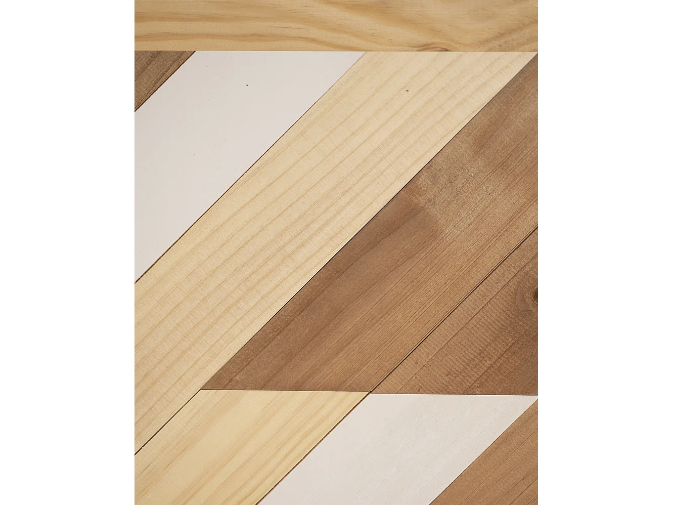 Cabecero de cama de madera maciza estilo étnico en tonos roble oscuro, natural y blanco de 80x165cm - MOSAIK - DECOWOOD