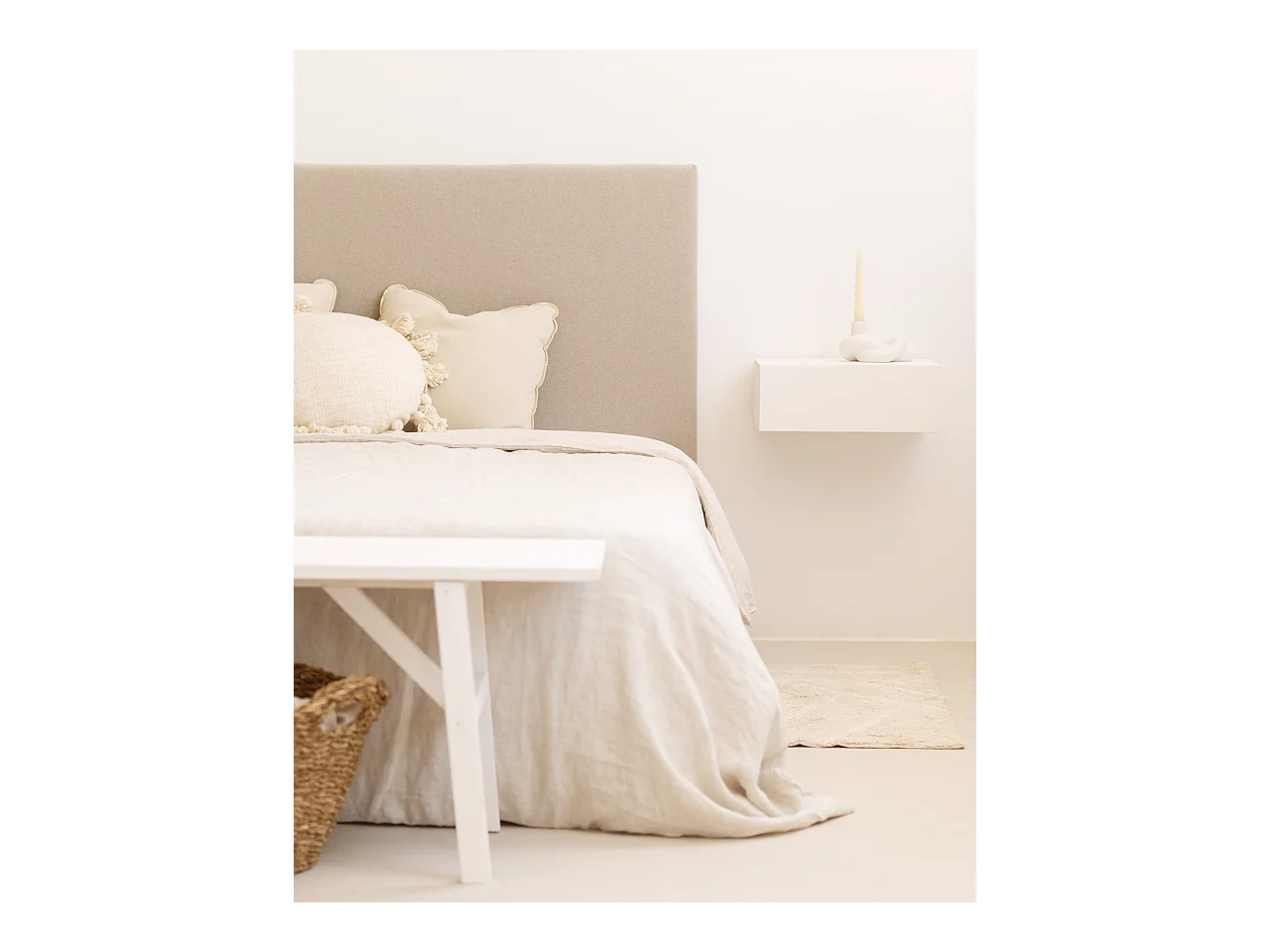 Testiera imbottita in cotone colore grigio 200x80cm - OLIVIA - DECOWOOD