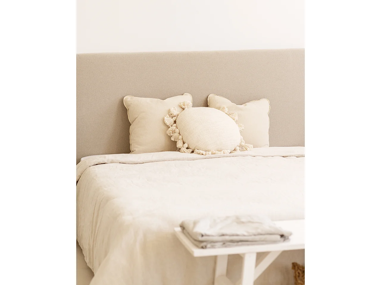 Tête de lit en coton gris 200x80cm - OLIVIA - DECOWOOD