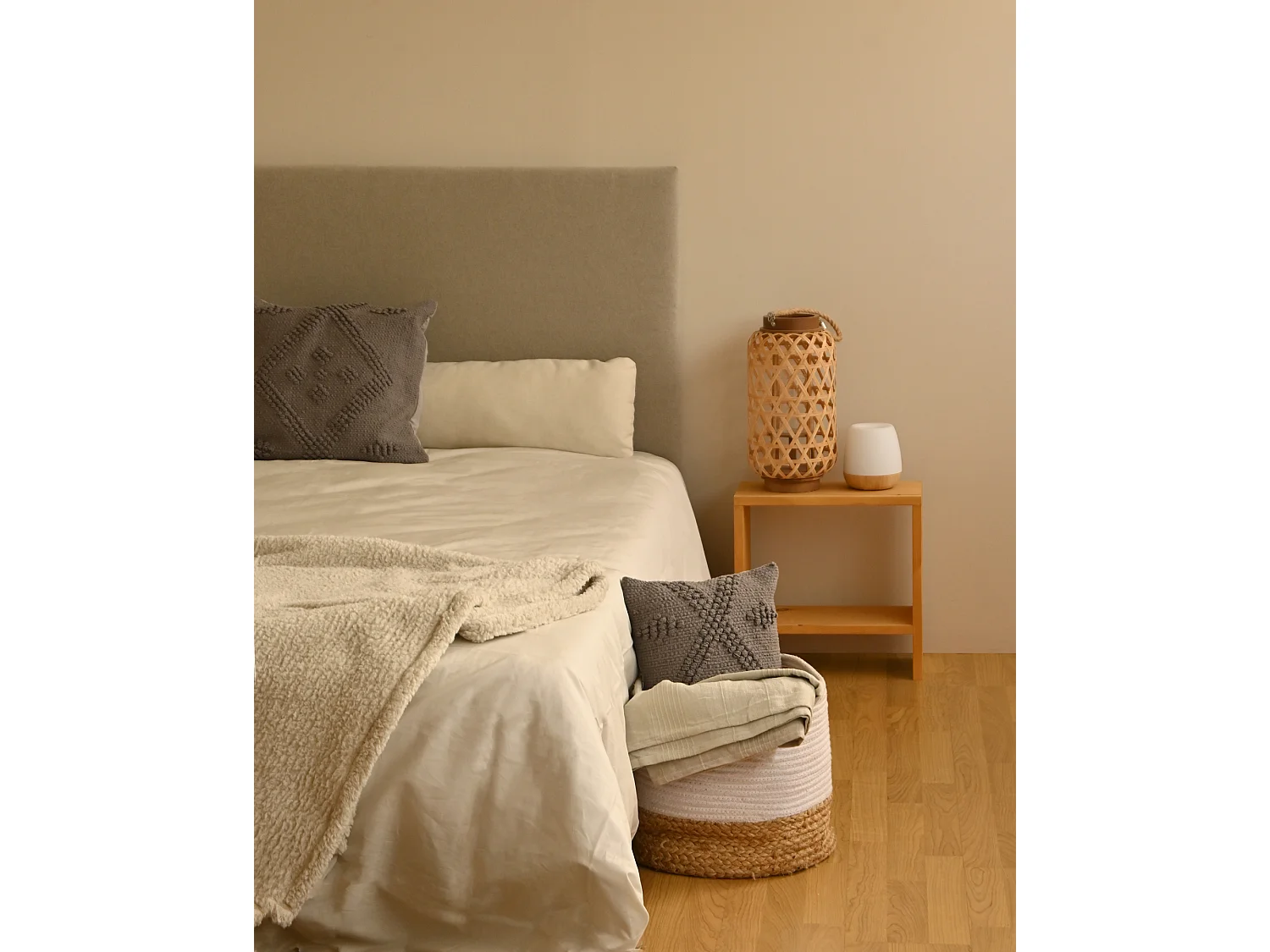 Tête de lit en coton gris 200x80cm - OLIVIA - DECOWOOD