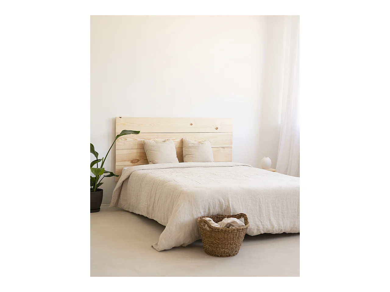 Testata del letto in legno in tono naturale 180x80cm - FLANDES - DECOWOOD