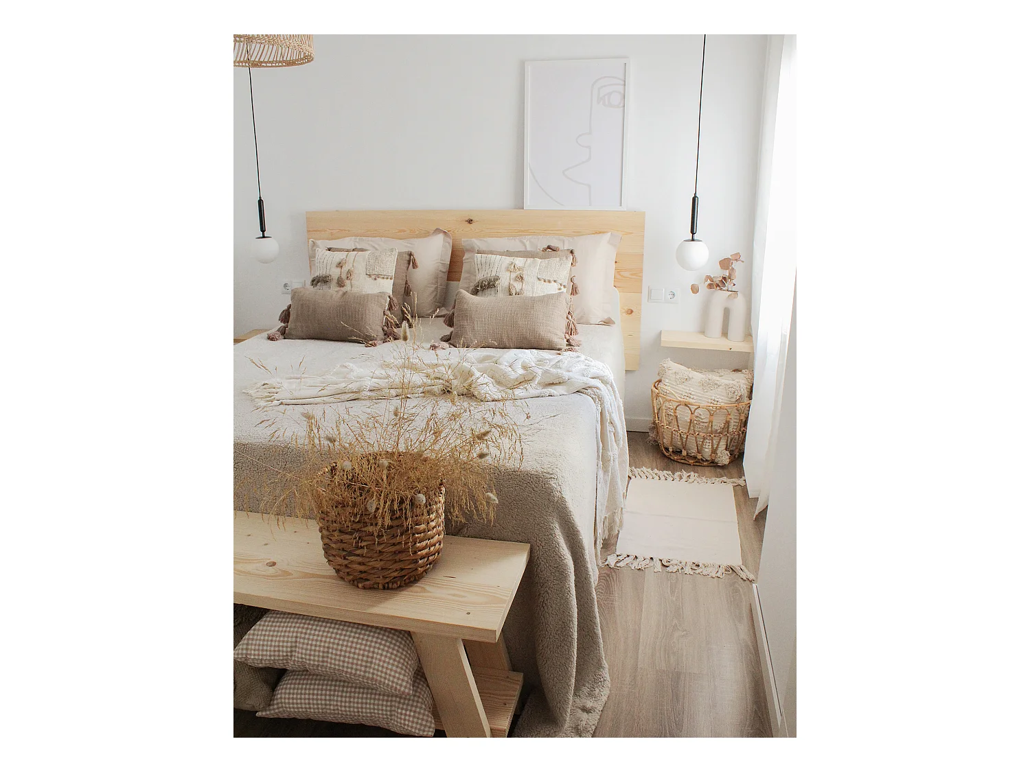 Testata del letto in legno in tono naturale 180x80cm - FLANDES - DECOWOOD