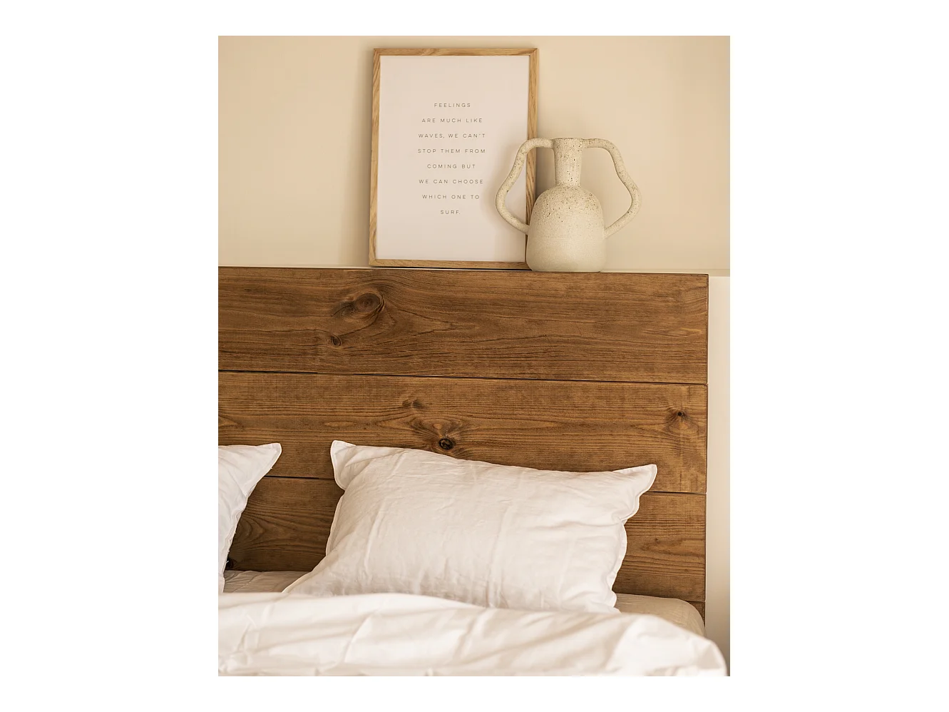 Testata del letto in legno in tono marrone 200x80cm - FLANDES - DECOWOOD