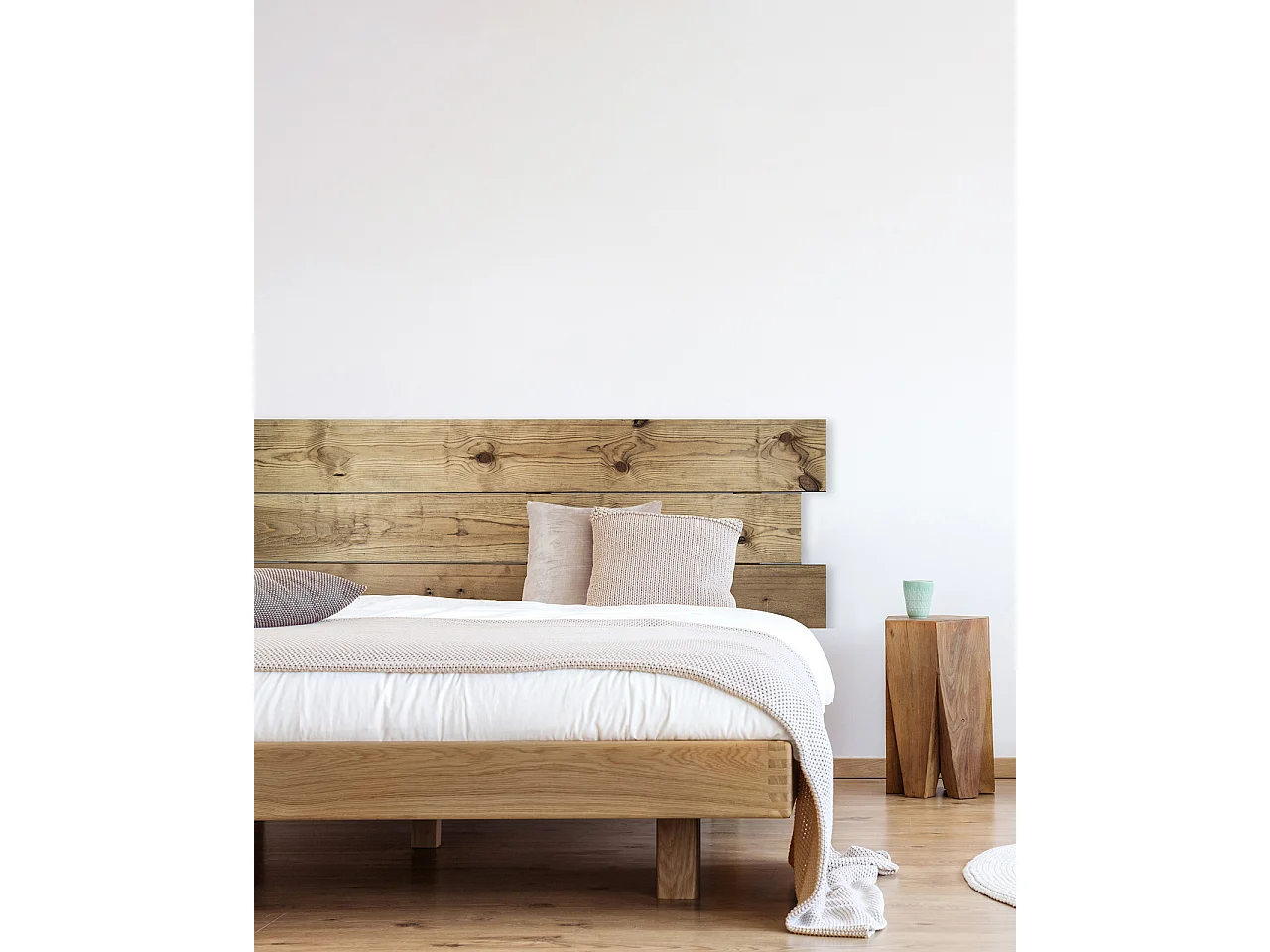 Testata del letto in legno asimmetrico in tono marrone 180x80cm - FLANDES - DECOWOOD