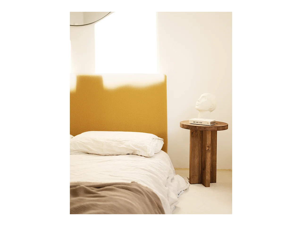 Tête de lit en coton moutarde 150x80cm - OSLO - DECOWOOD