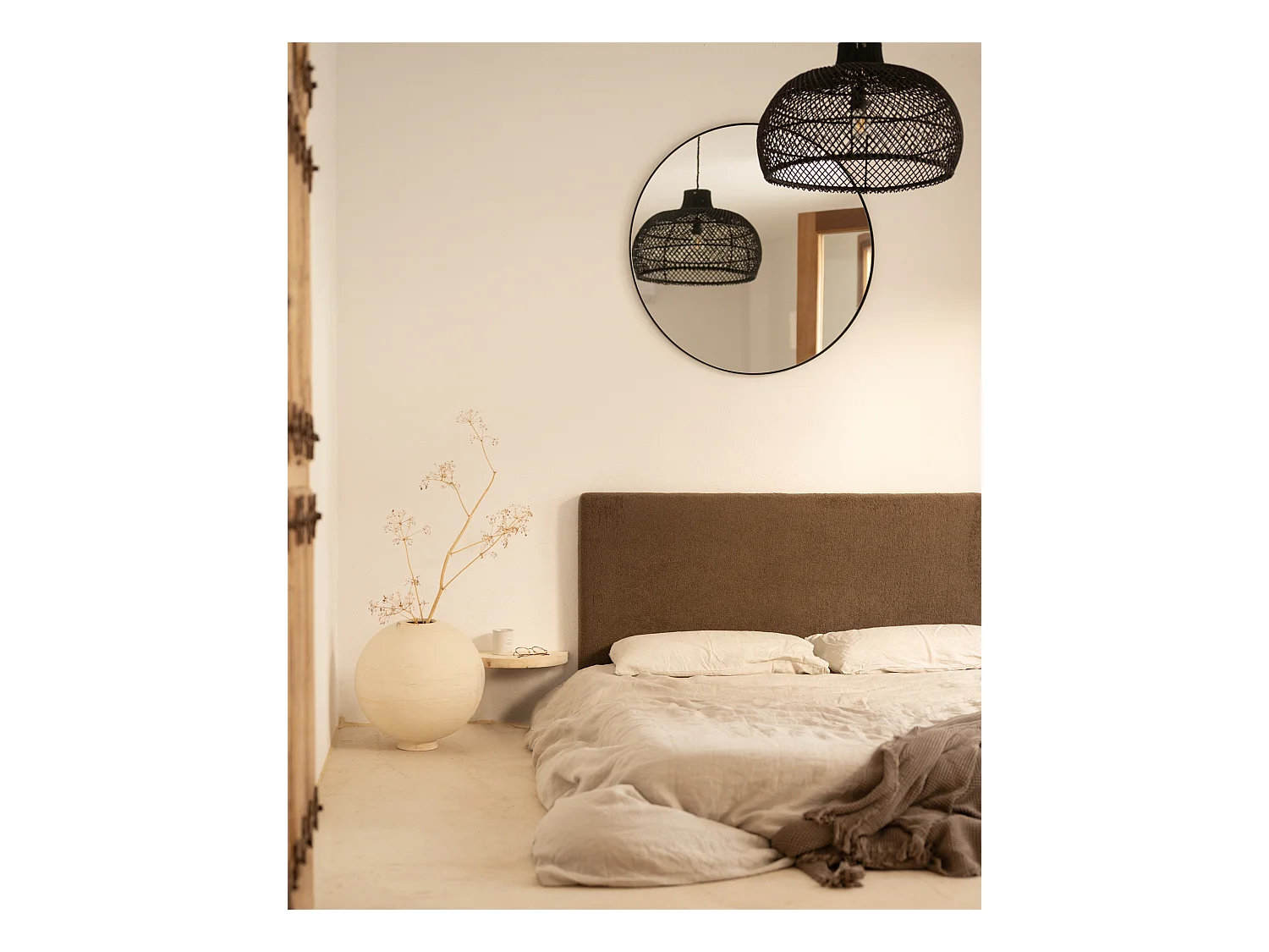 Tête de lit en coton marron 160x80cm - OSLO - DECOWOOD