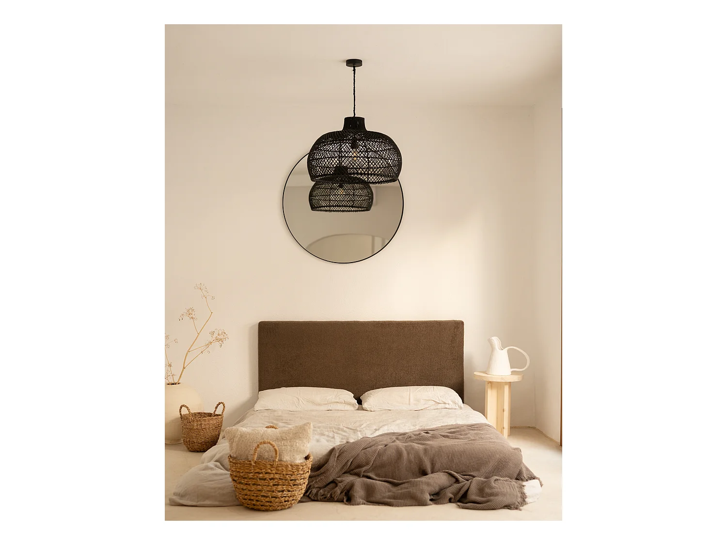 Tête de lit en coton marron 160x80cm - OSLO - DECOWOOD