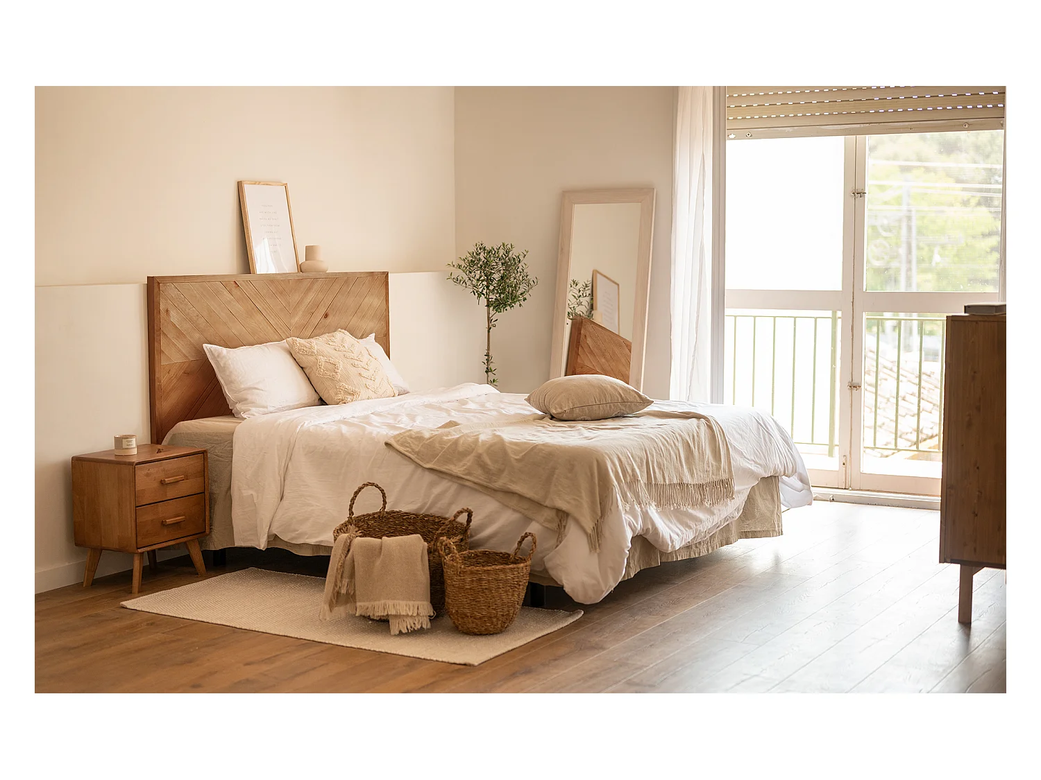 Testata del letto in legno in stile etnico rovere oscuro 165x80cm - VILLA - DECOWOOD