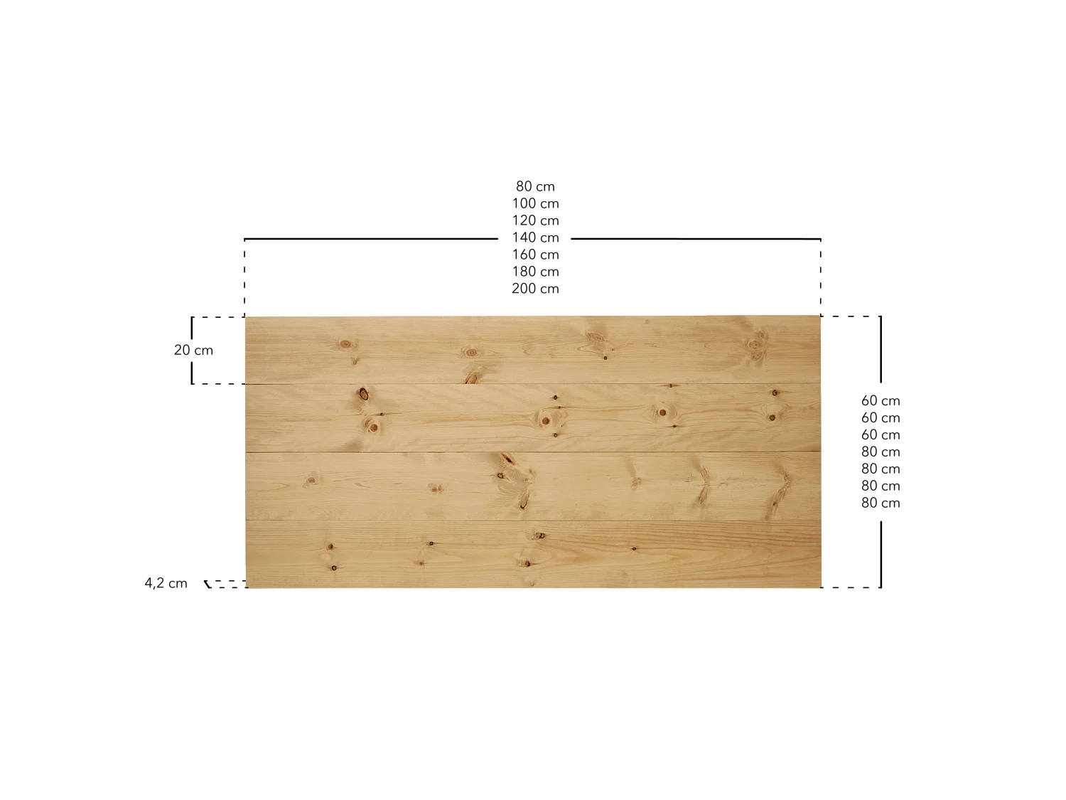 Cabecero de cama de madera maciza en tono roble oscuro de 140x80cm - FLANDES - DECOWOOD