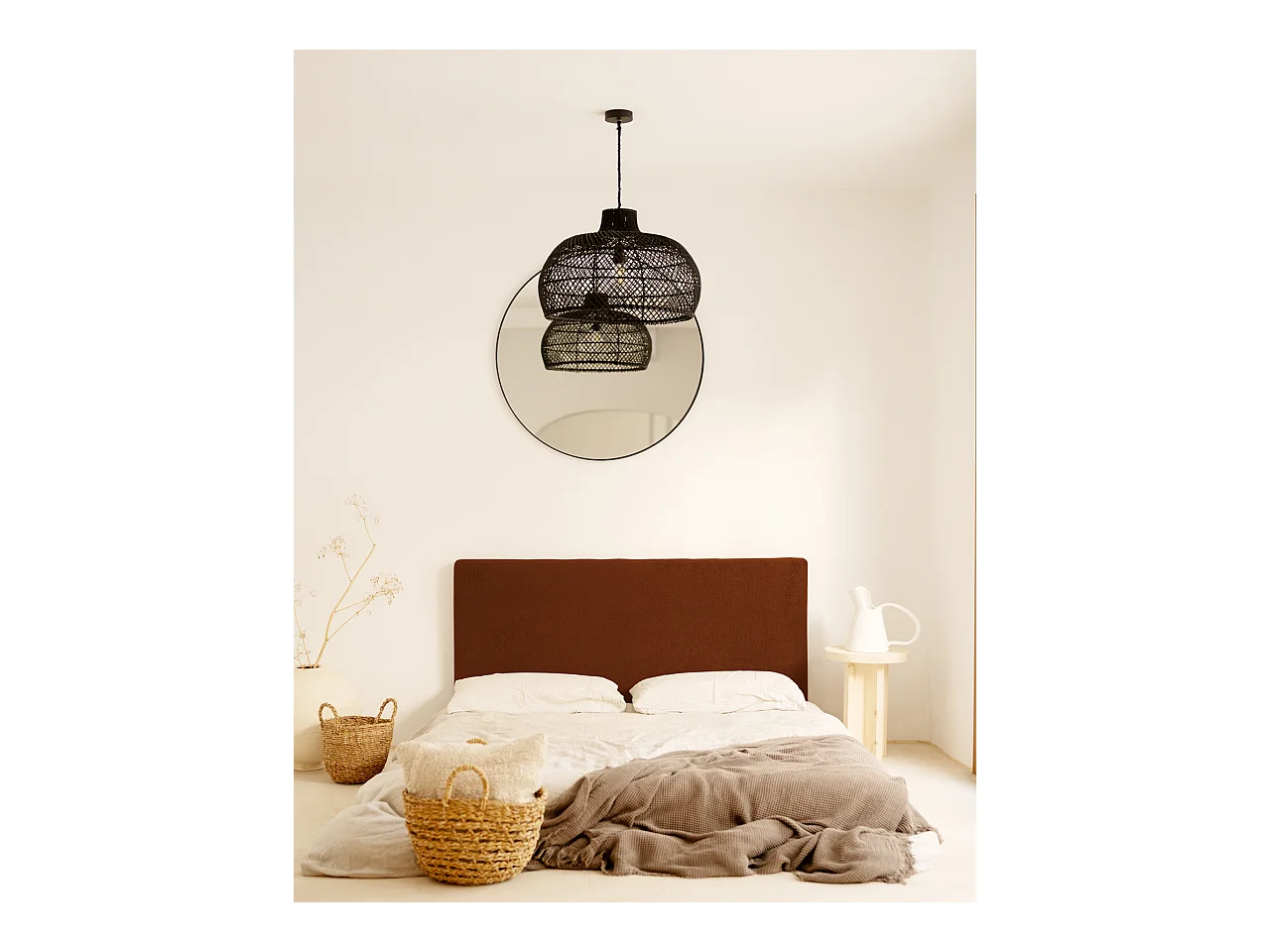 Cabecero de cama tapizado de algodón en color terracota de 135x80cm - OSLO - DECOWOOD