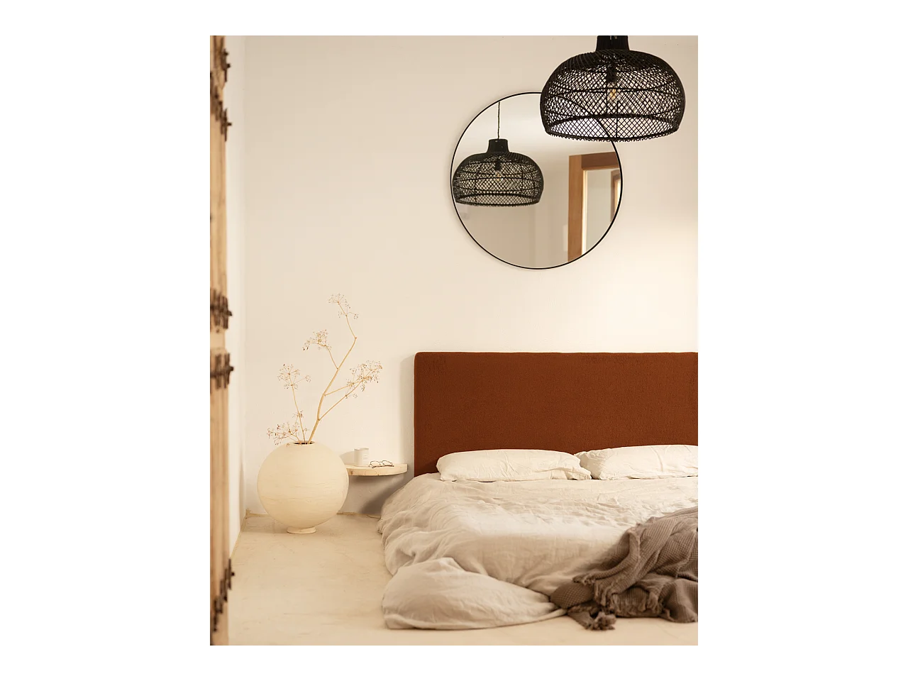 Cabecero de cama tapizado de algodón en color terracota de 135x80cm - OSLO - DECOWOOD