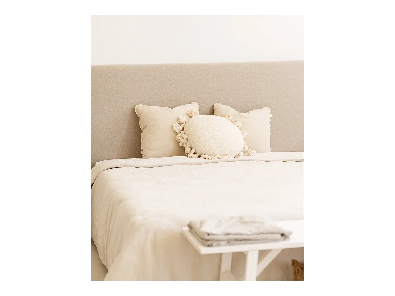 Testiera imbottita in cotone colore grigio 150x80cm - OLIVIA - DECOWOOD