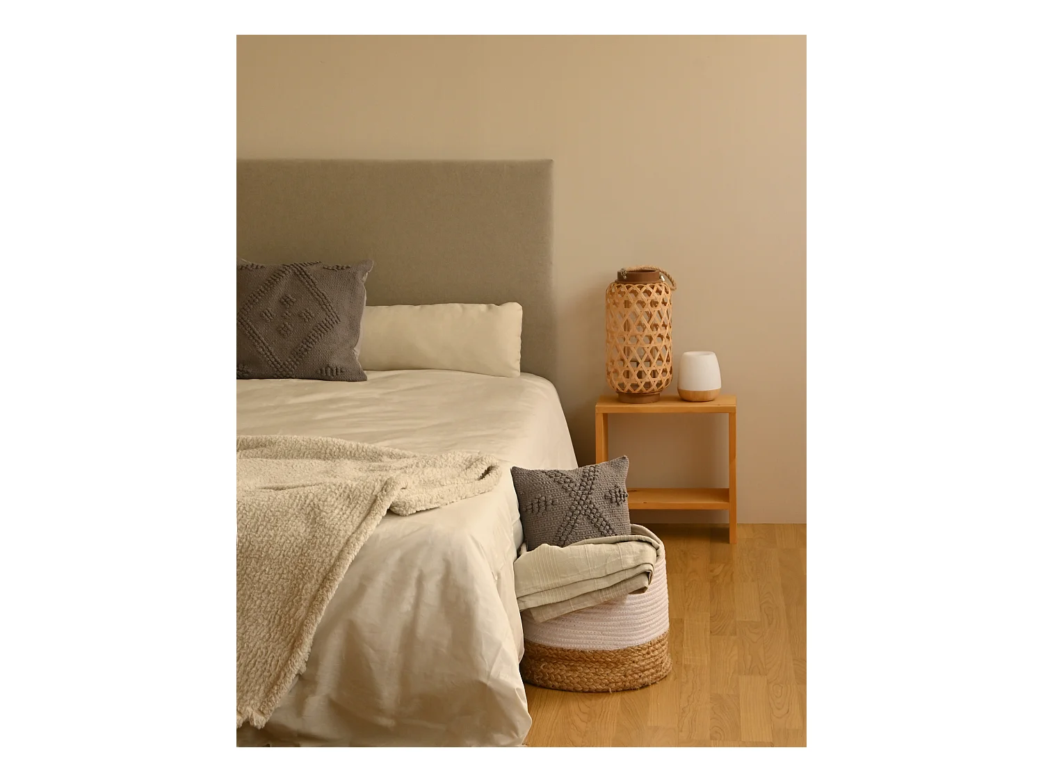 Testiera imbottita in cotone colore grigio 150x80cm - OLIVIA - DECOWOOD