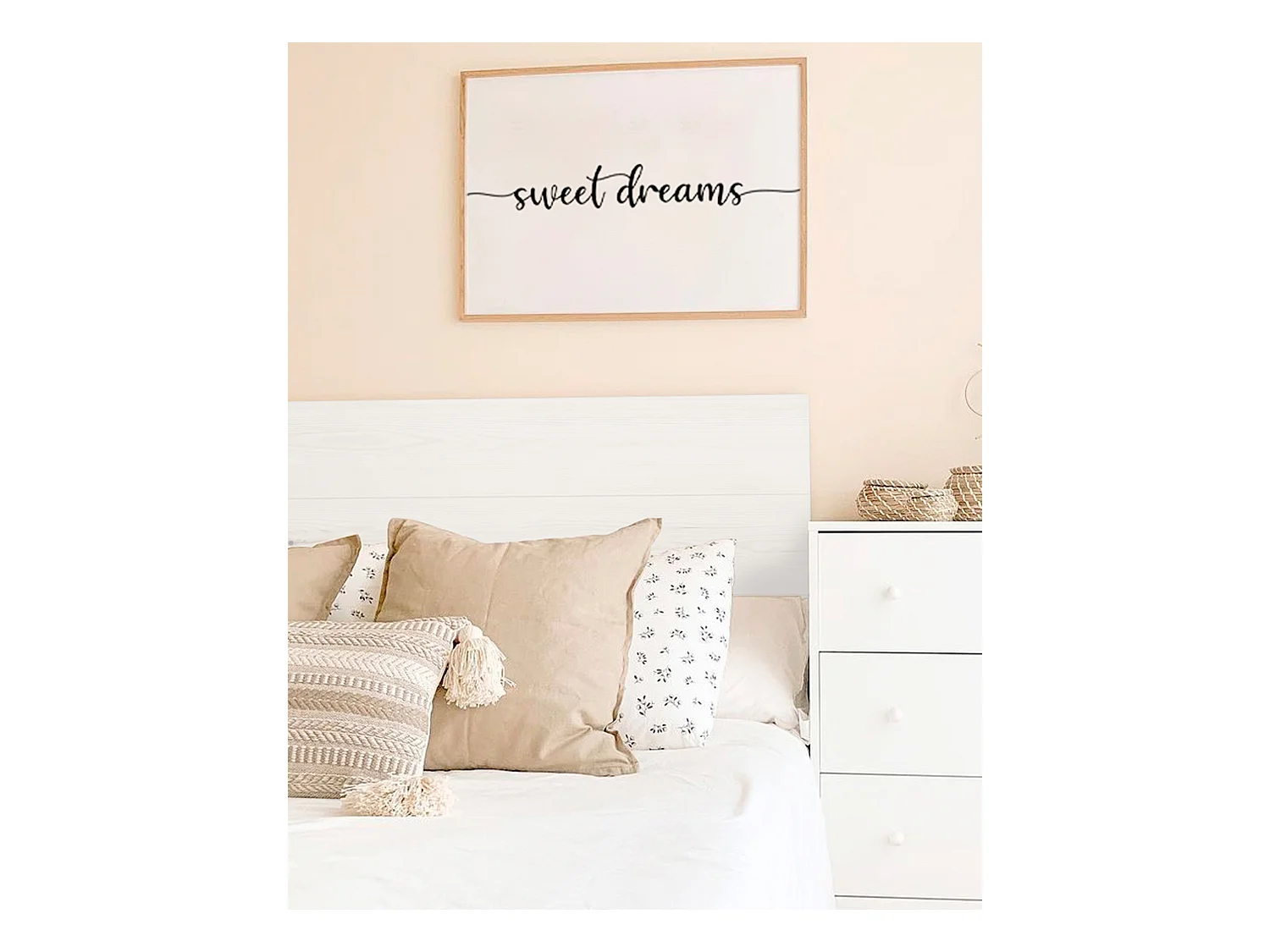 Cabecero de cama de madera maciza en tono blanco de 80x60cm - FLANDES - DECOWOOD