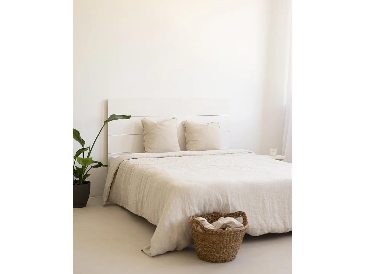 Tête de lit en bois de pin blanche 80x60cm - FLANDES - DECOWOOD