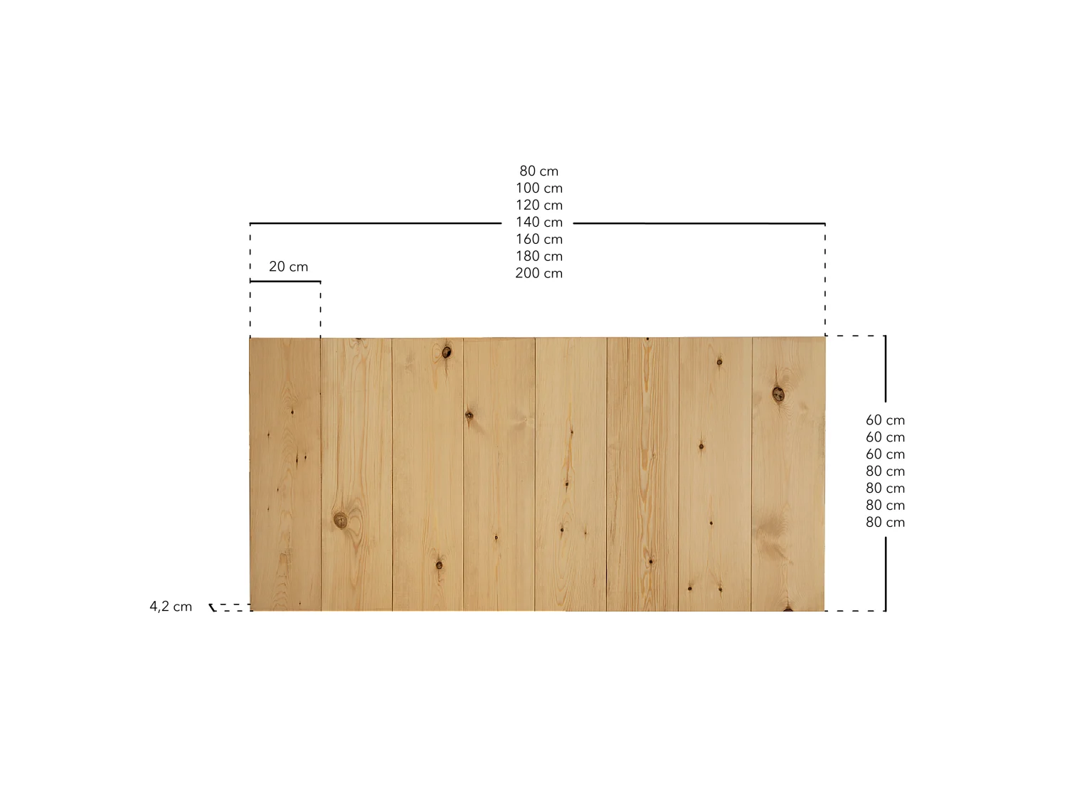 Cabecero de cama de madera maciza en tono natural de 200x80cm - FLANDES - DECOWOOD