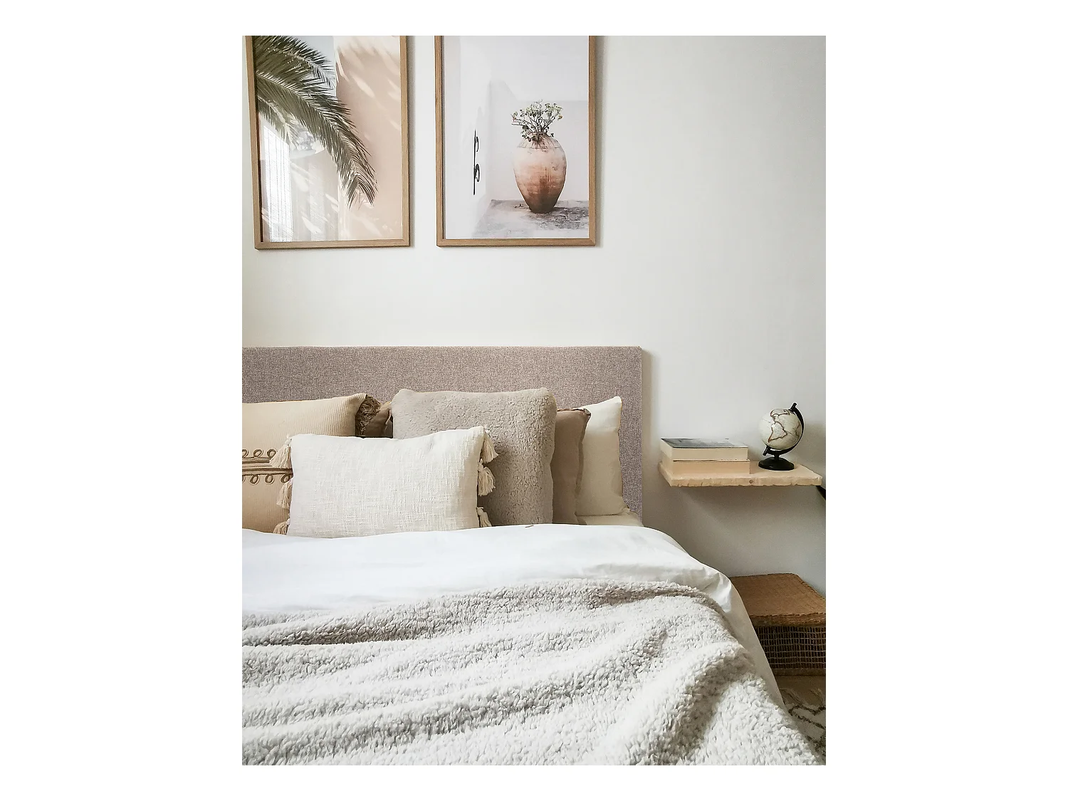 Cabecero de cama tapizado de poliester liso en color marrón de 160x80cm - BELDAD - DECOWOOD