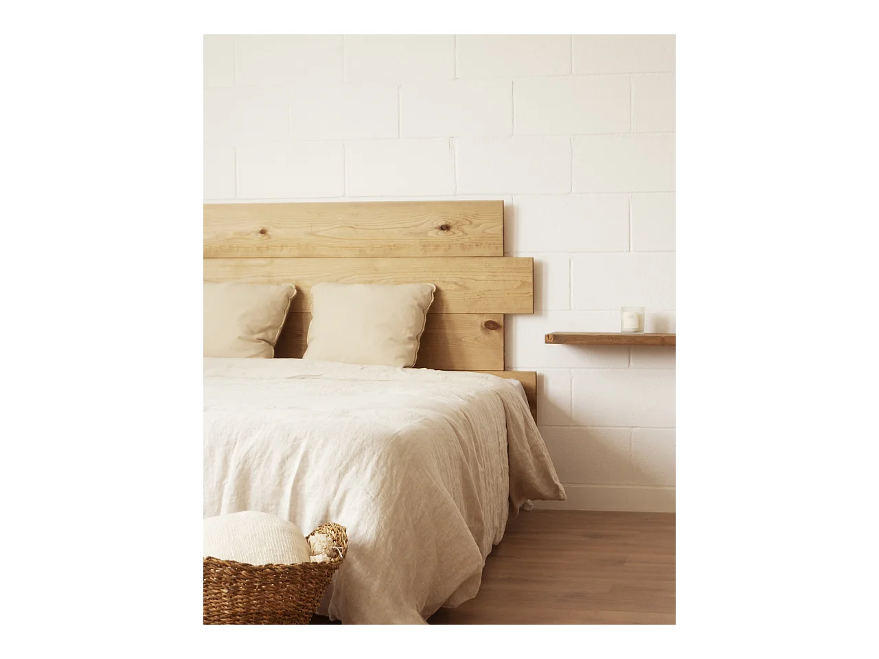 Cabecero de cama de madera maciza en tono roble oscuro de 100x60cm - FLANDES - DECOWOOD