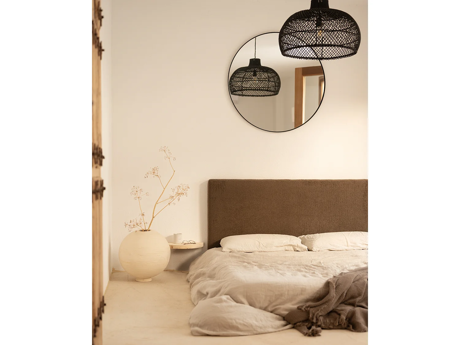 Tête de lit en coton marron 150x80cm - OSLO - DECOWOOD