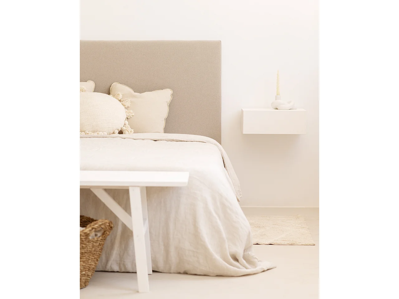 Tête de lit en coton gris 160x80cm - OLIVIA - DECOWOOD