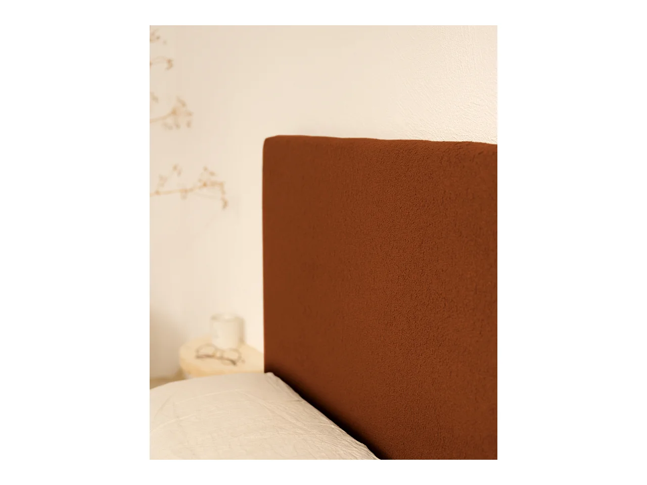 Testata del letto imbottita in cotone in tono terracotta 200x80cm - OSLO - DECOWOOD