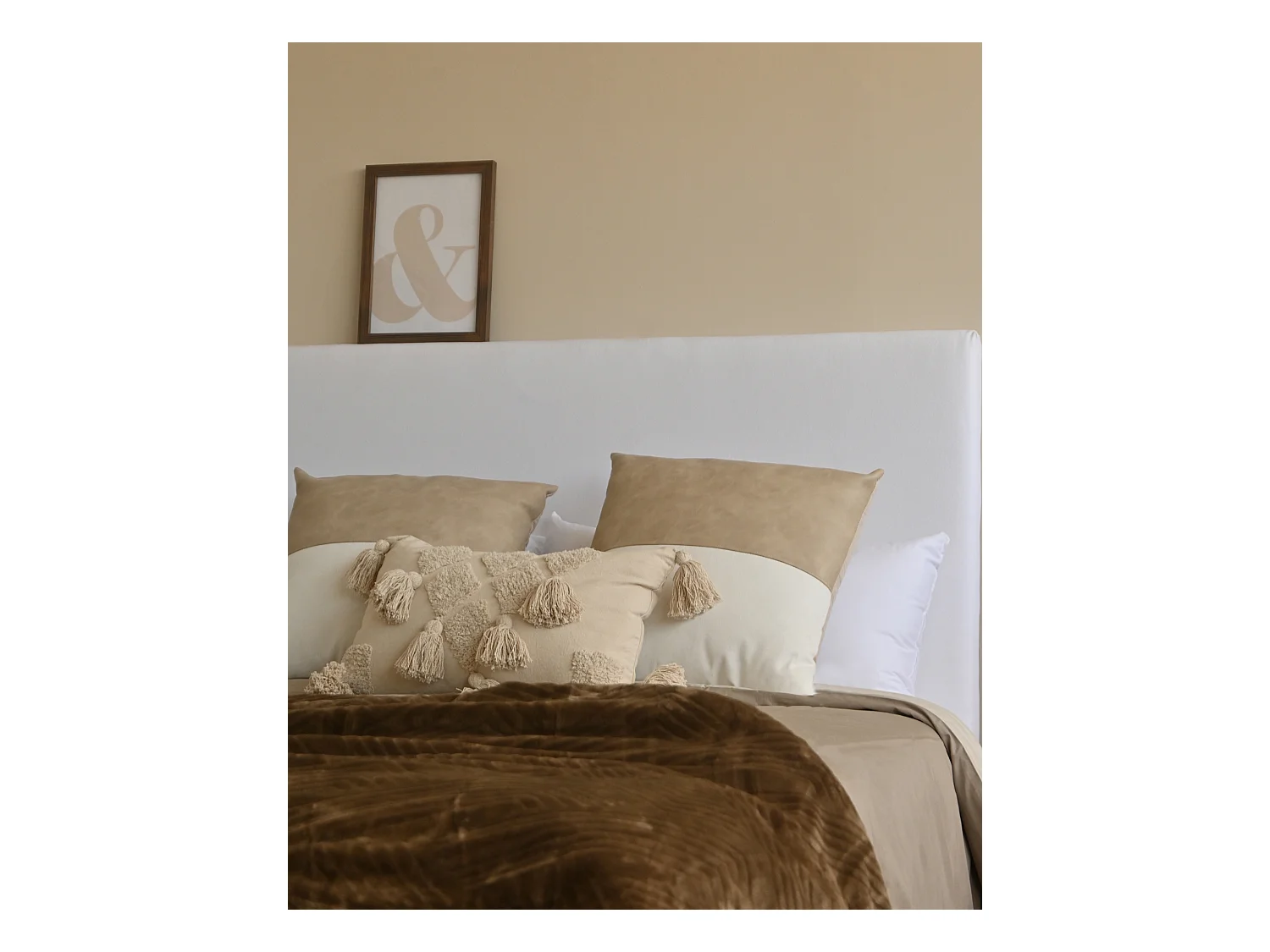 Tête de lit en coton blanc 200x80cm - OLIVIA - DECOWOOD