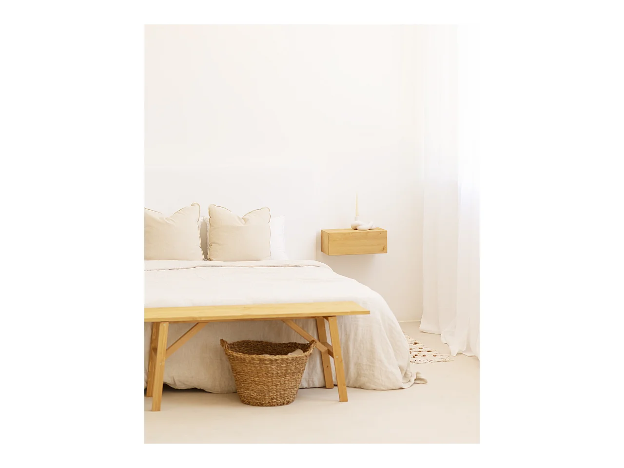 Testiera imbottita in cotone colore bianco 160x80cm - OLIVIA - DECOWOOD