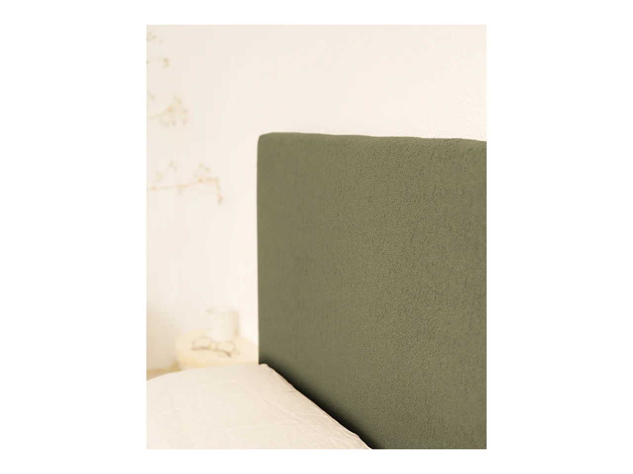 Testata del letto imbottita in cotone in tono verde 135x80cm - OSLO - DECOWOOD