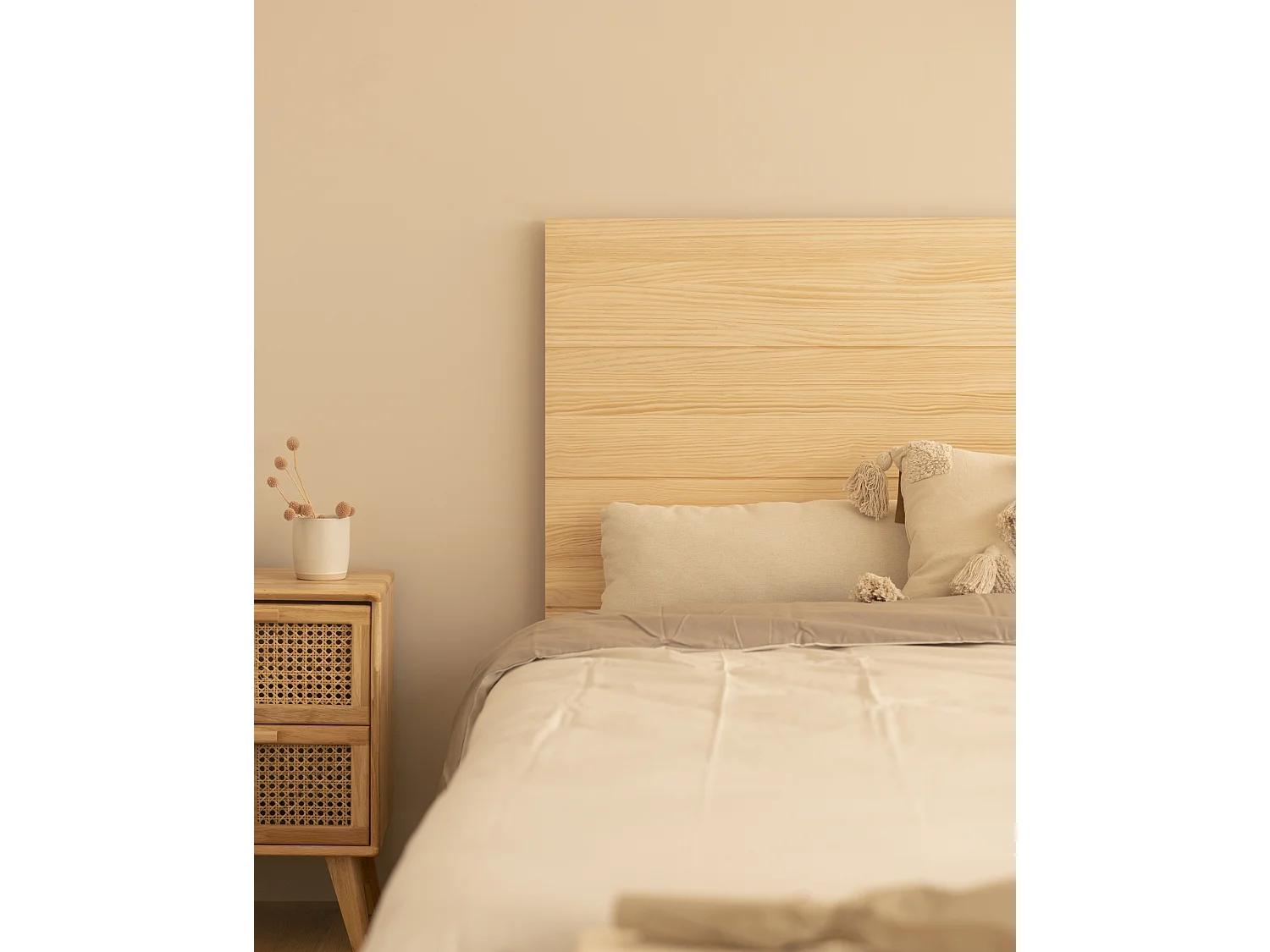 Cabecero de cama de madera maciza en tono natural de 105x80cm - RADIATA  - DECOWOOD