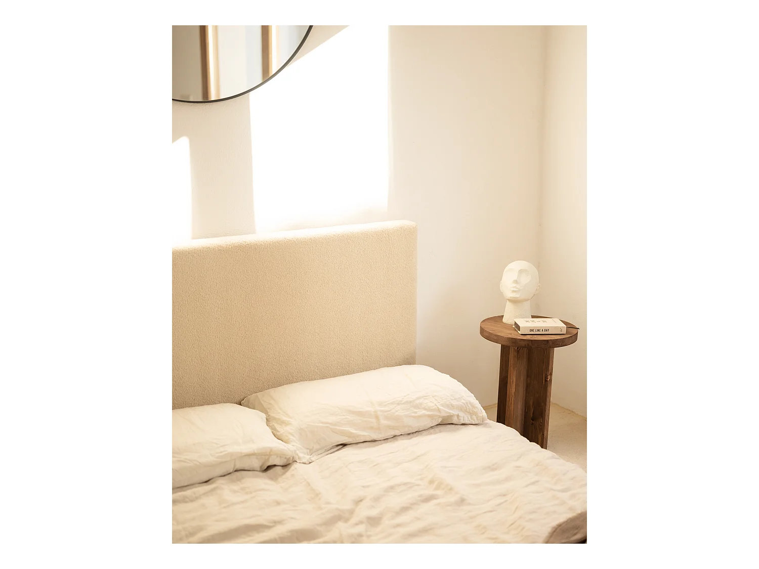 Tête de lit en coton Beige 90x80cm - OSLO - DECOWOOD