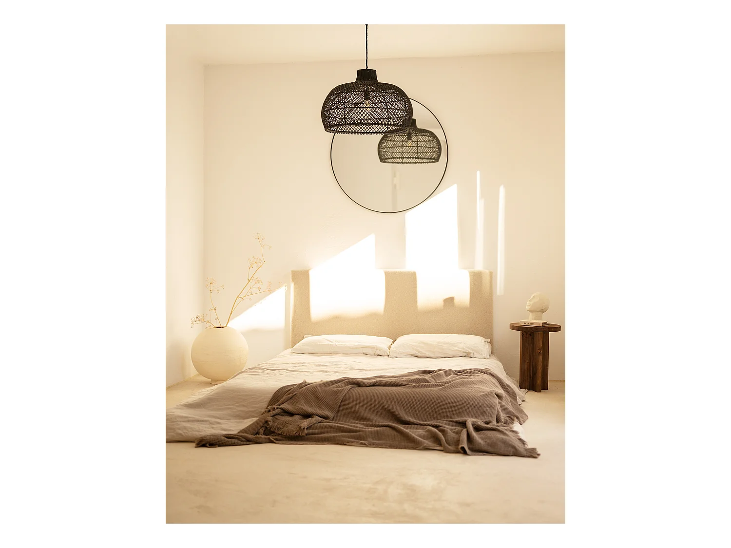 Tête de lit en coton Beige 90x80cm - OSLO - DECOWOOD