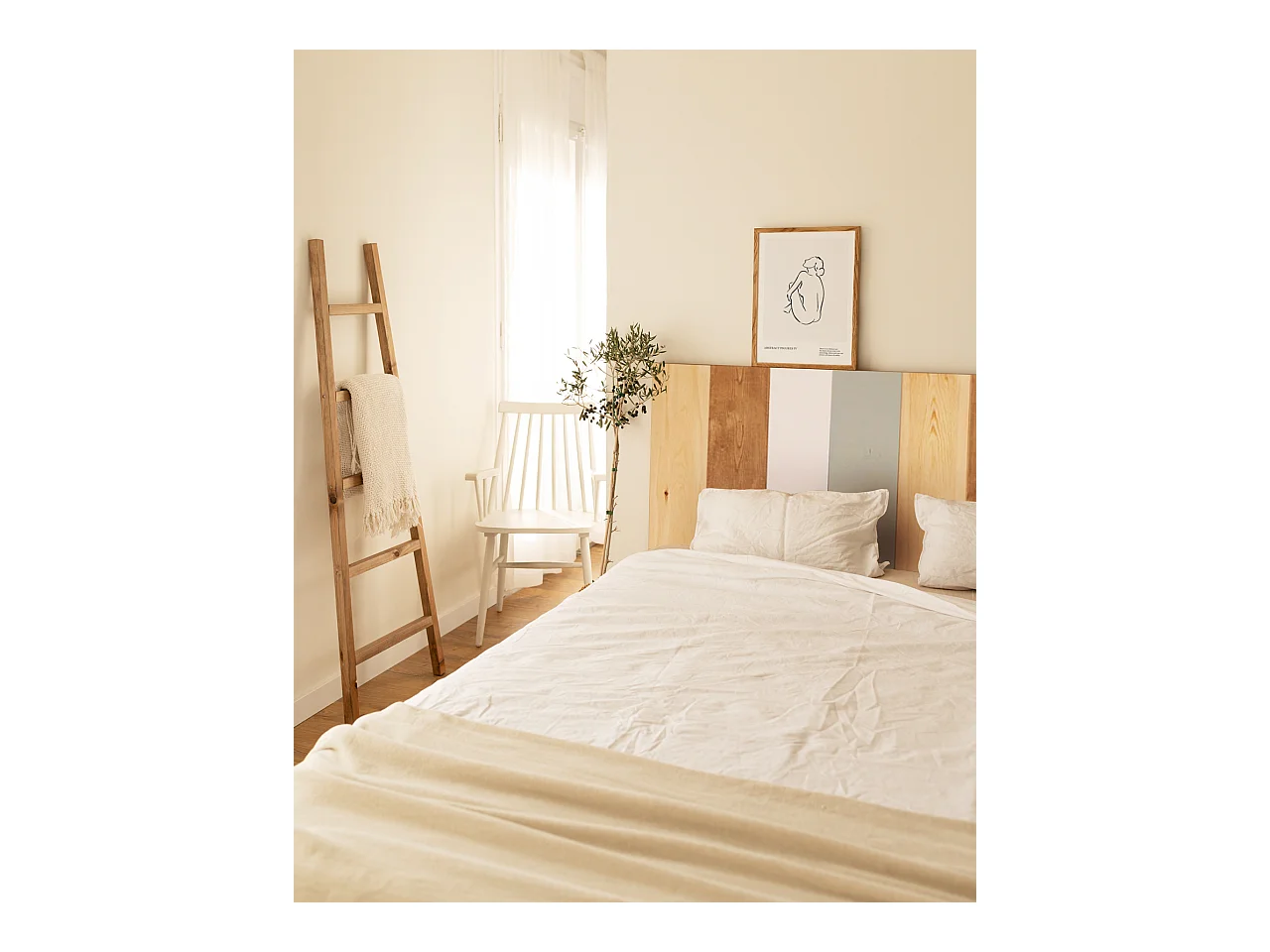 Testata del letto in legno combinato verde bluastro 140x80cm - FLANDES - DECOWOOD