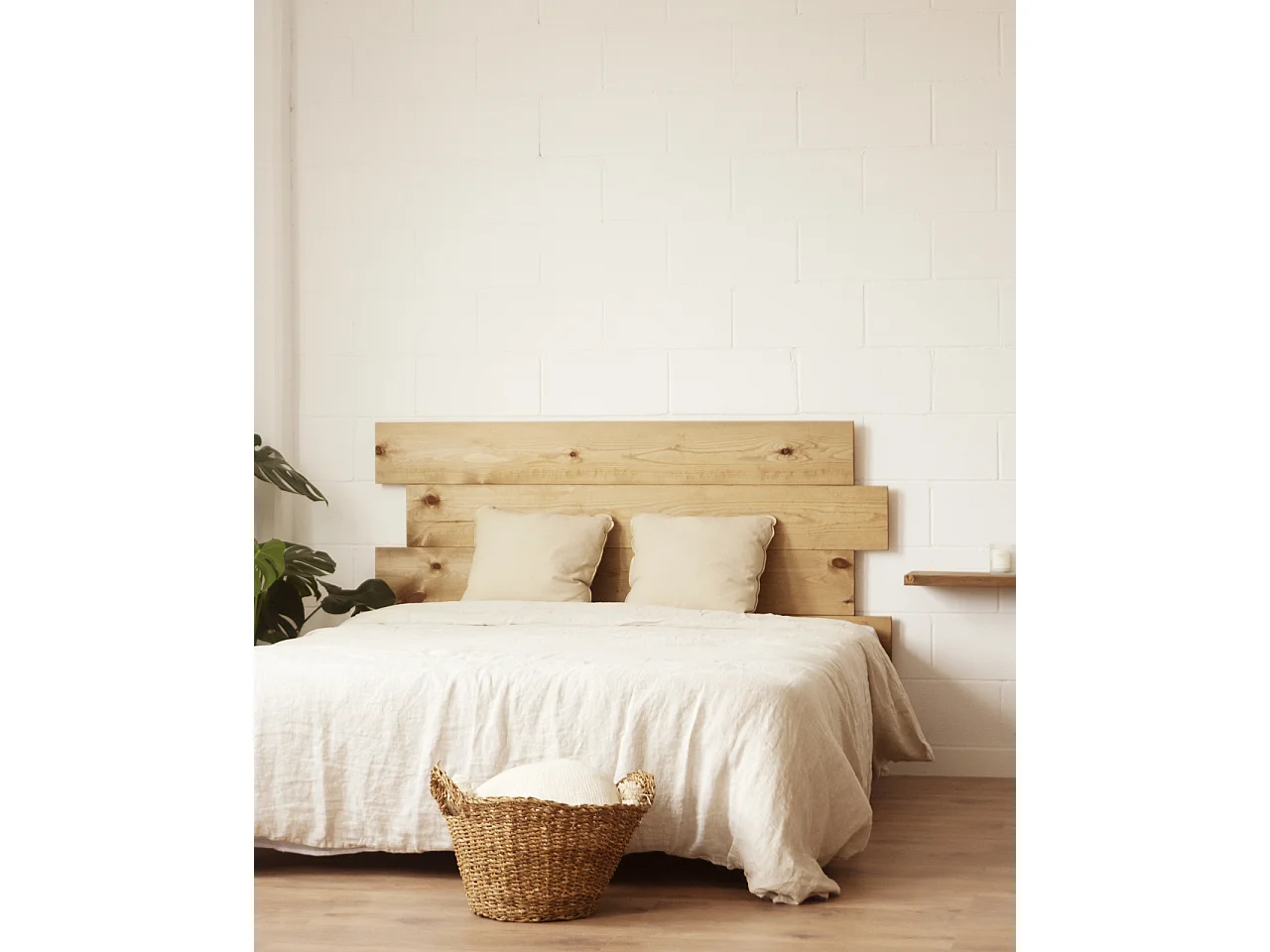 Tête de lit en bois de pin vieilli 160x80cm - FLANDES - DECOWOOD