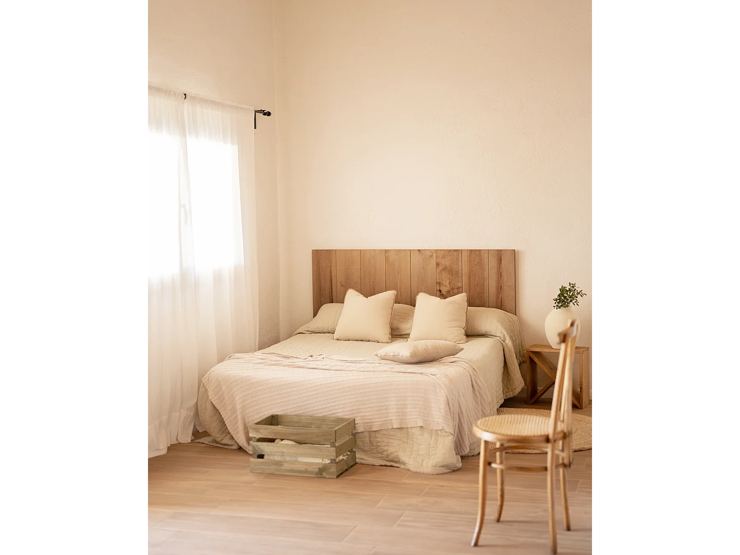 Tête de lit en bois de pin vieilli 120x60cm - FLANDES - DECOWOOD