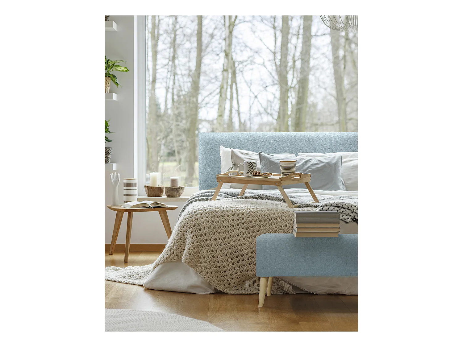 Tête de lit polyester lisse bleu-verte 180x80cm - BUDAPEST - DECOWOOD