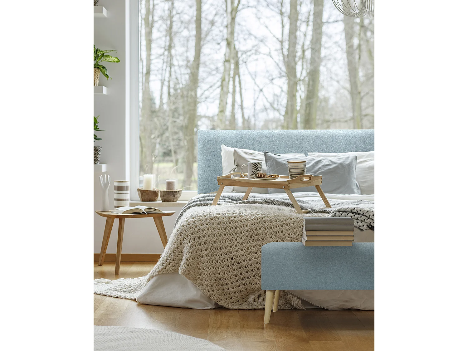 Tête de lit polyester lisse bleu-verte 180x80cm - BUDAPEST - DECOWOOD