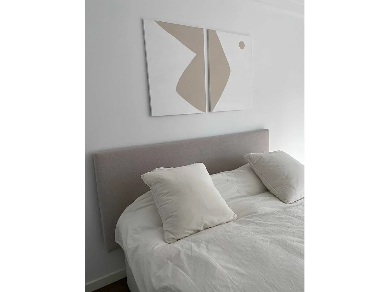 Tête de lit polyester lisse beige 90x80cm - BUDAPEST - DECOWOOD