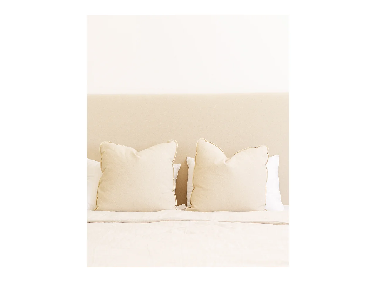 Tête de lit en coton beige 150x80cm - OLIVIA - DECOWOOD