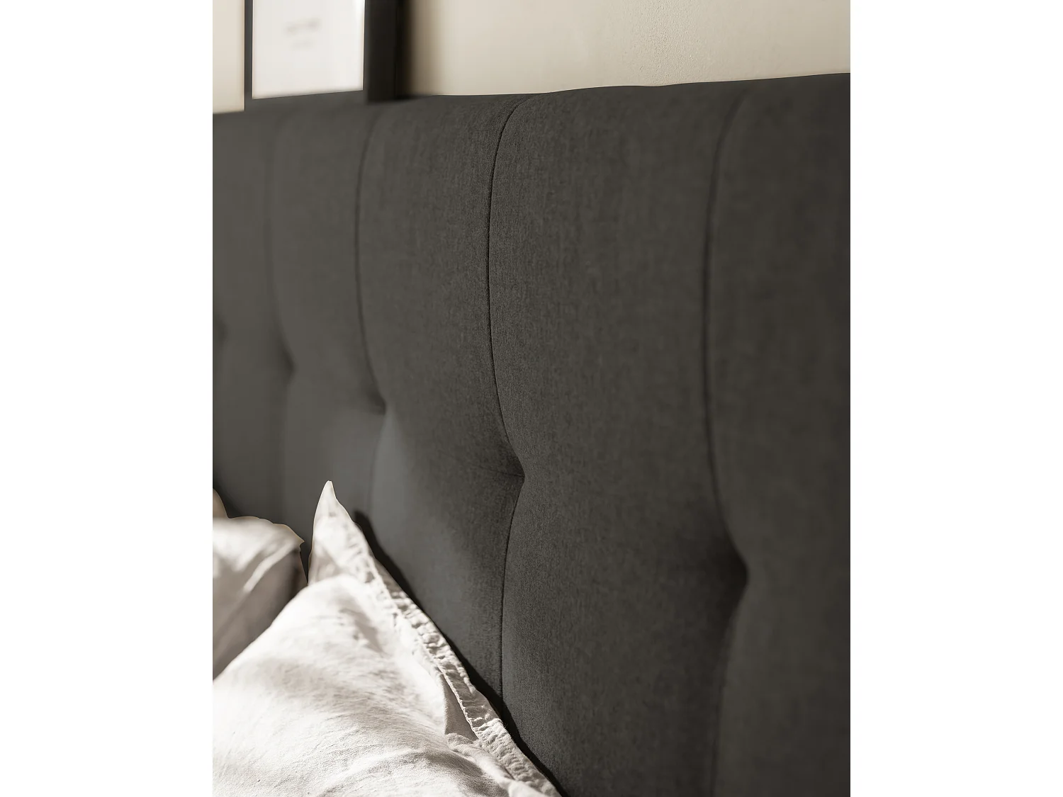 Tête de lit polyester capitonnée noir 200x80cm - ALAN - DECOWOOD