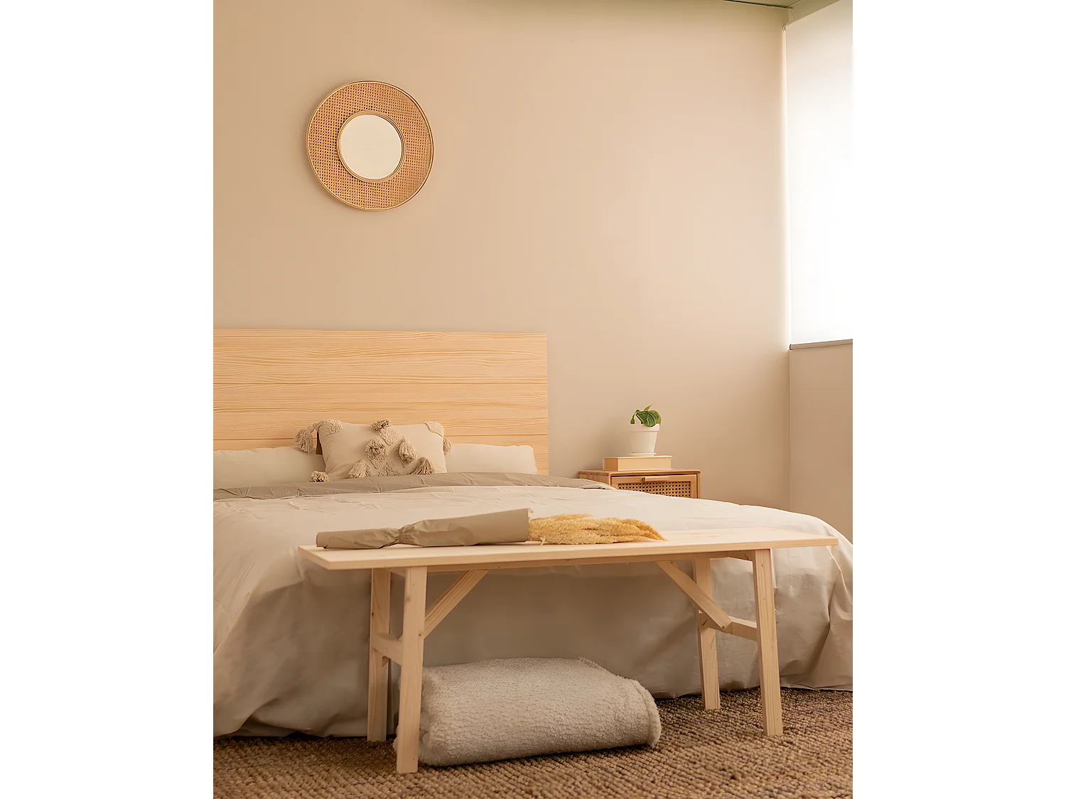 Tête de lit en bois de pin couleur naturel 150x80cm - RADIATA  - DECOWOOD