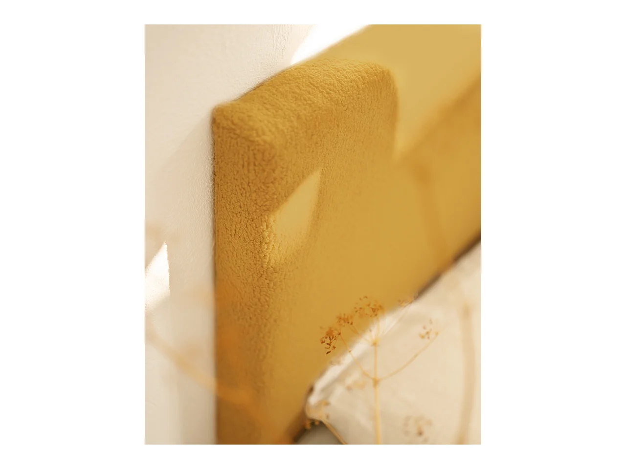 Testata del letto imbottita in cotone in tono senape 90x80cm - OSLO - DECOWOOD