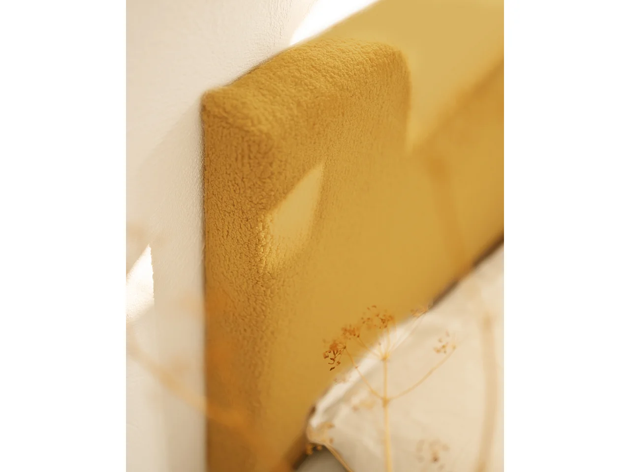 Cabecero de cama tapizado de algodón en color mostaza de 90x80cm - OSLO - DECOWOOD