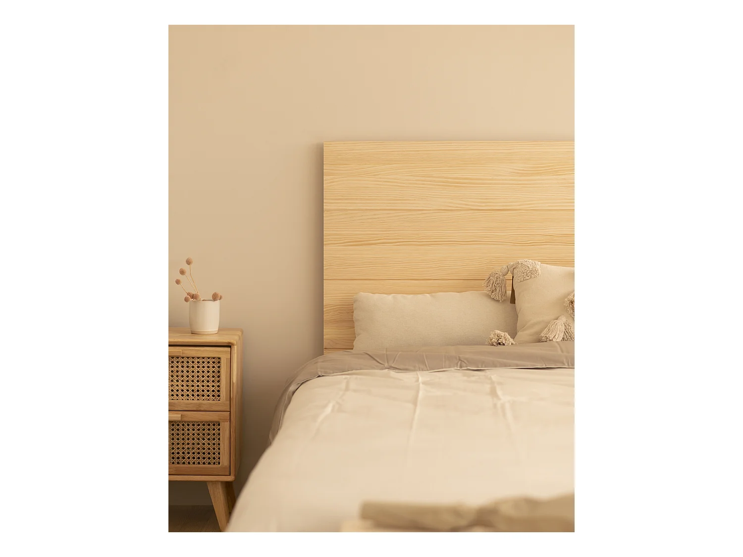 Cabecero de cama de madera maciza en tono natural de 160x80cm - RADIATA  - DECOWOOD