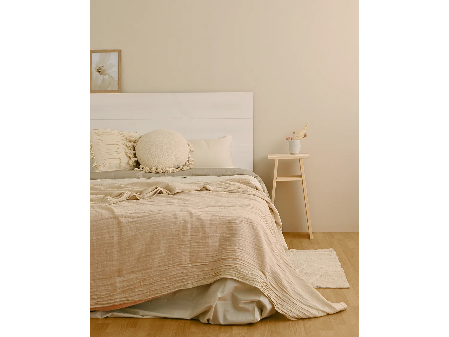 Tête de lit en bois de pin couleur blanche décapé 90x80cm - RADIATA  - DECOWOOD