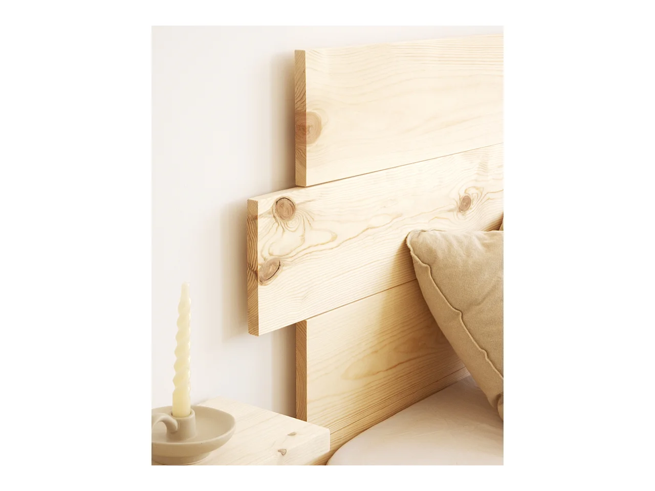 Cabecero de cama de madera maciza en tono natural de 200x80cm - FLANDES - DECOWOOD